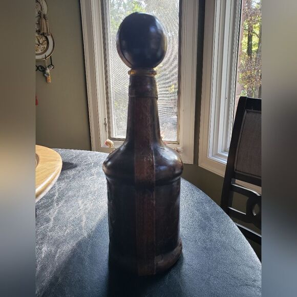 Vtg Leather Wrapped Bottle - Picture 4 of 11